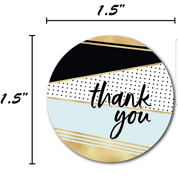 60ct  1.5" Round Stickers Premium Thank You Stickers Gold Foil - Picture 4 of 7